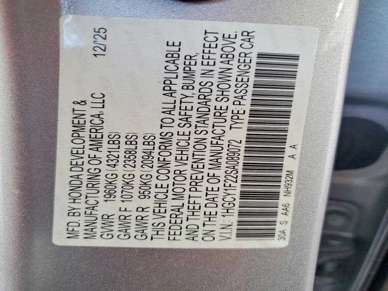 2025 HONDA ACCORD LX 13