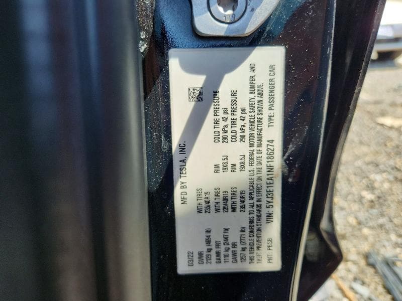 2022 TESLA MODEL 3 12