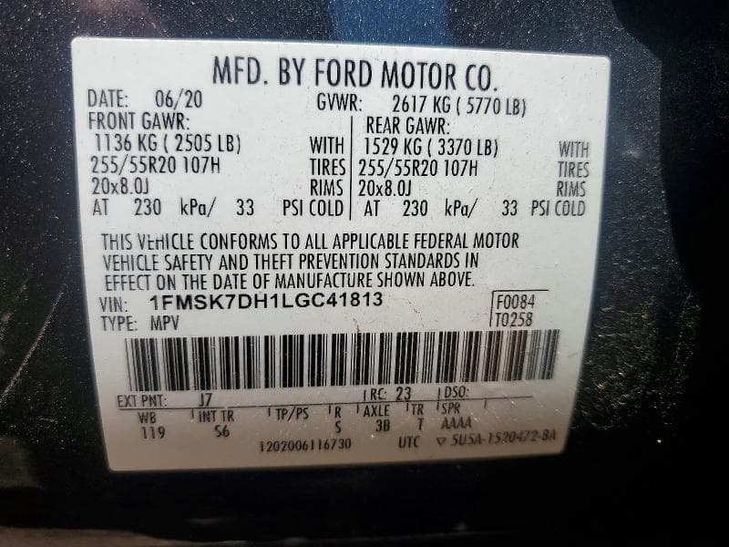 2020 FORD EXPLORER 14