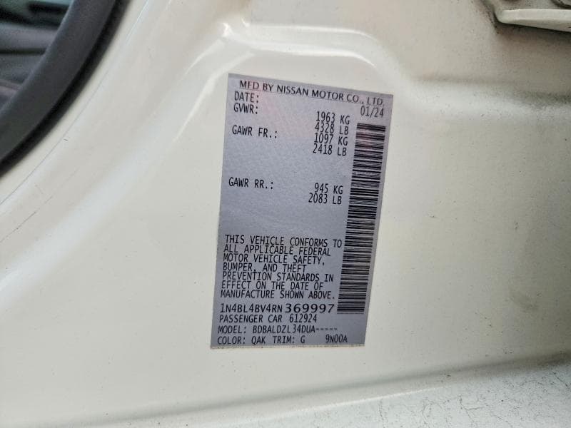 2024 NISSAN ALTIMA S 12