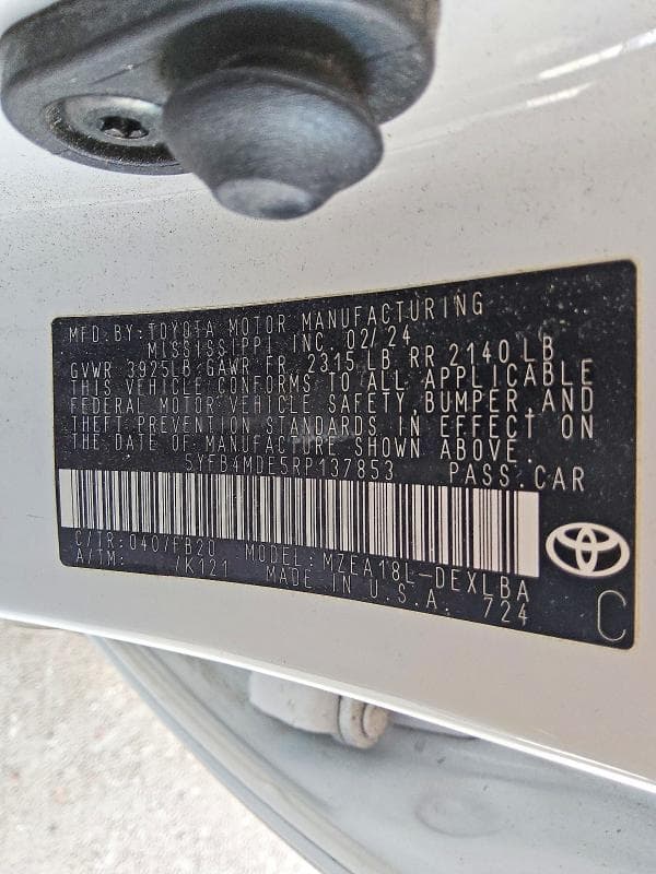 2024 TOYOTA COROLLA LE 12
