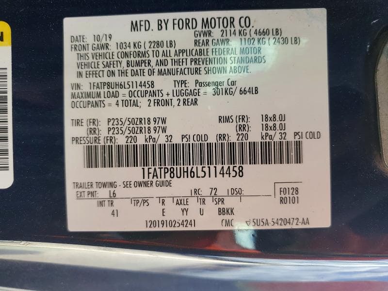 2020 FORD MUSTANG 12