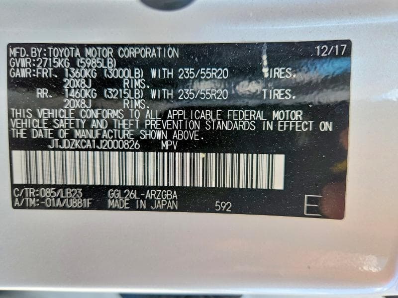 2018 LEXUS RX 350 L 12
