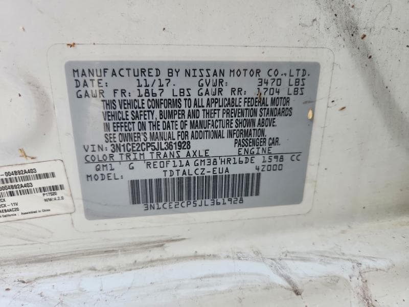2018 NISSAN VERSA NOTE S 12