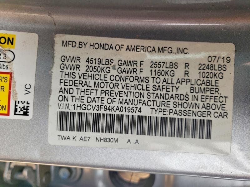 2019 HONDA ACCORD TOURING HYBRID 12