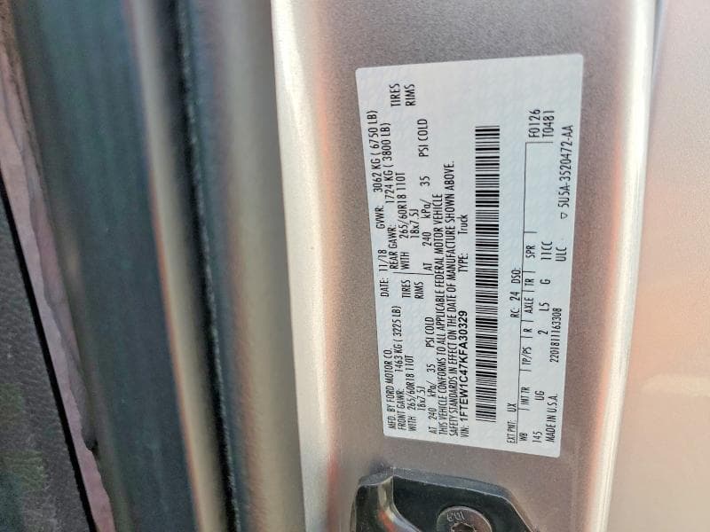 2019 FORD F150 SUPERCREW 12