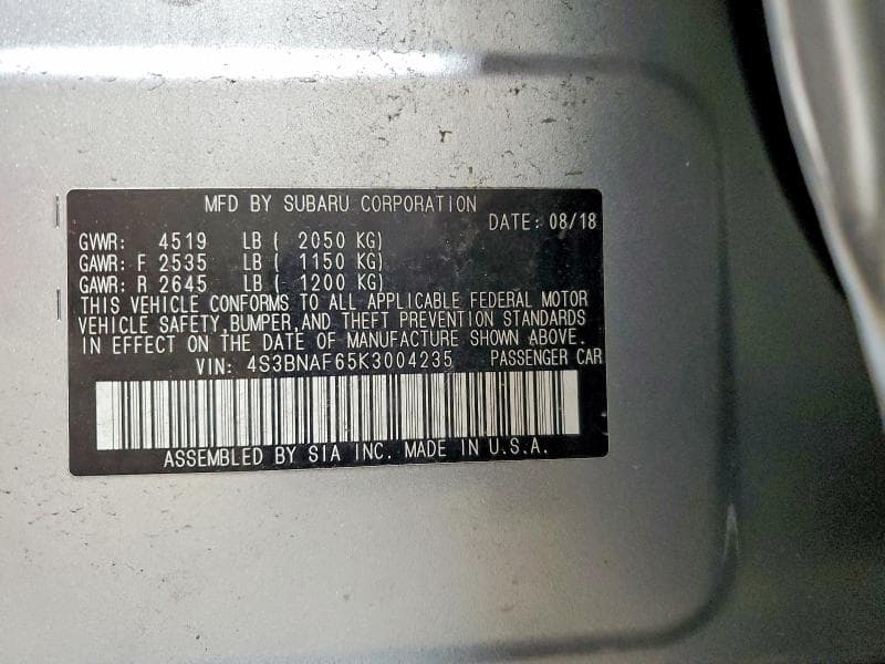 2019 SUBARU LEGACY 2.5I PREMIUM 13