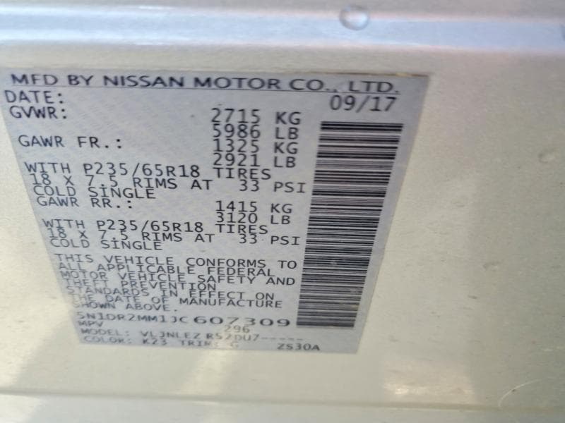2018 NISSAN PATHFINDER SV 13