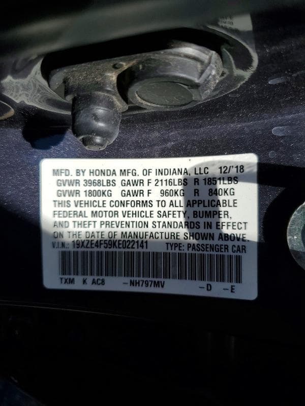 2019 HONDA INSIGHT EX 13