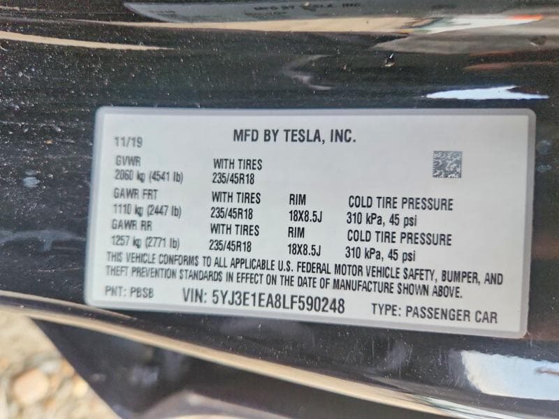 2020 TESLA MODEL 3 12