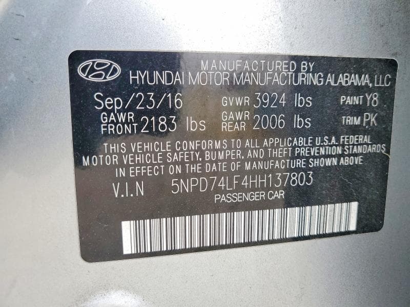2017 HYUNDAI ELANTRA SE 13