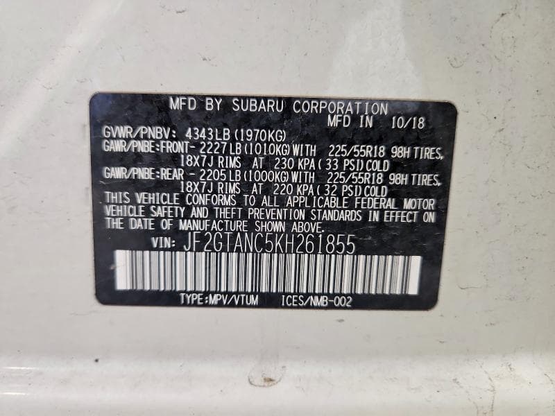 2019 SUBARU CROSSTREK LIMITED 14