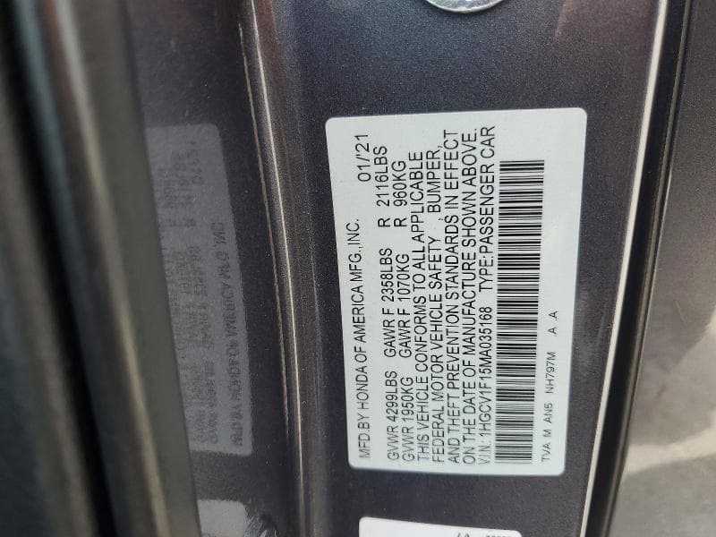2021 HONDA ACCORD LX 13