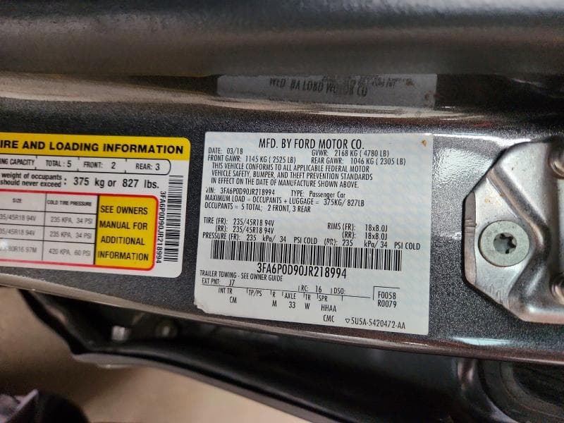 2018 FORD FUSION TITANIUM/PLATINUM 12