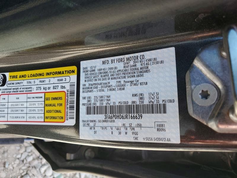 2018 FORD FUSION SE 12
