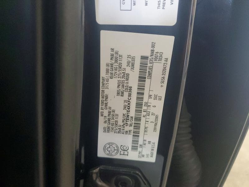 2019 FORD F150 SUPERCREW 12