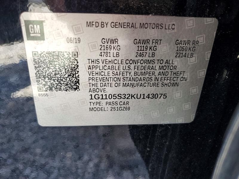 2019 CHEVROLET IMPALA PREMIER 12