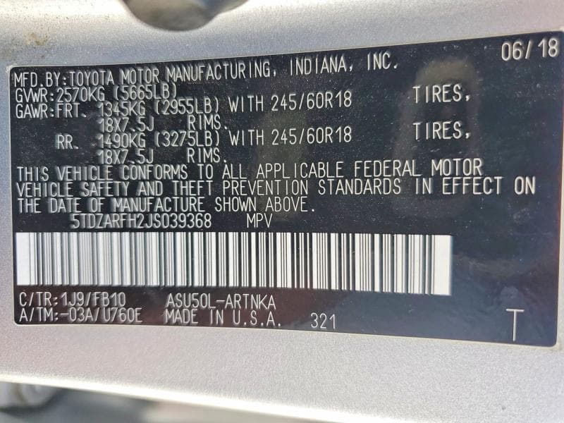 2018 TOYOTA HIGHLANDER LE 13