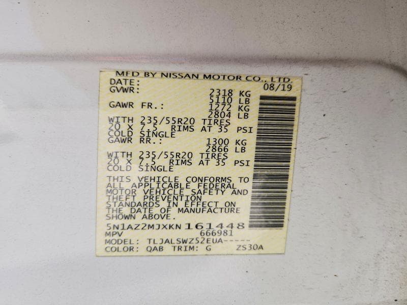2019 NISSAN MURANO PLATINUM 13