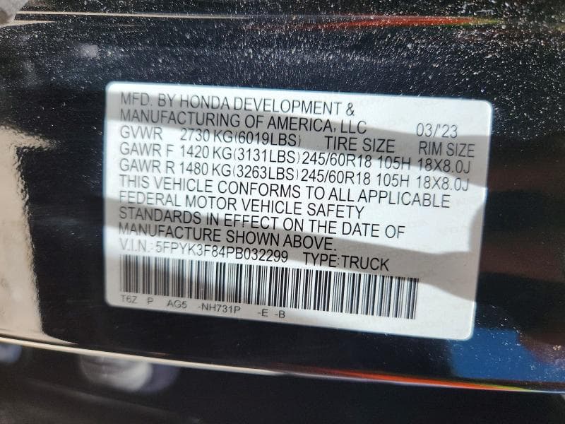 2023 HONDA RIDGELINE BLACK EDITION 12