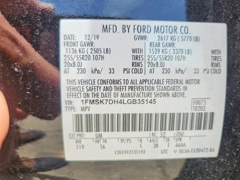 2020 FORD EXPLORER XLT 14