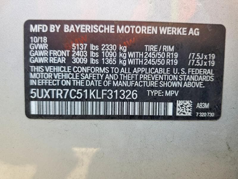 2019 BMW X3 SDRIVE30I 13
