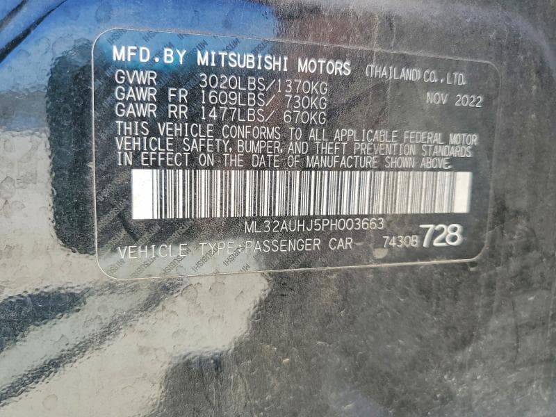 2023 MITSUBISHI MIRAGE ES 12