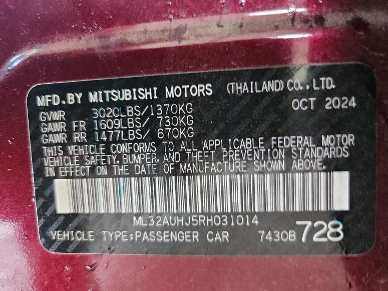 2024 MITSUBISHI MIRAGE ES 12