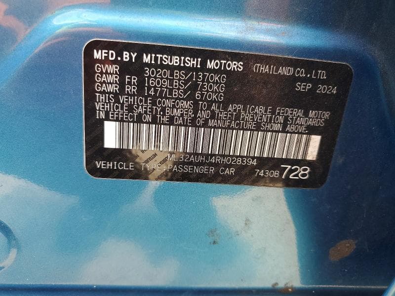 2024 MITSUBISHI MIRAGE ES 12