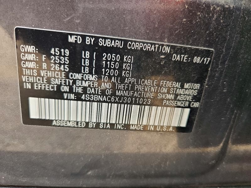 2018 SUBARU LEGACY 2.5I PREMIUM 13