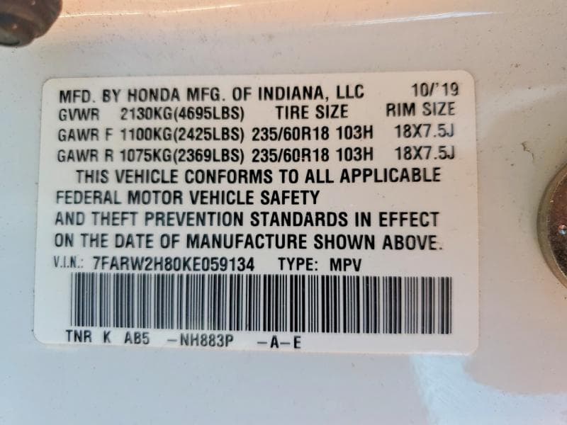 2019 HONDA CR-V EXL 13