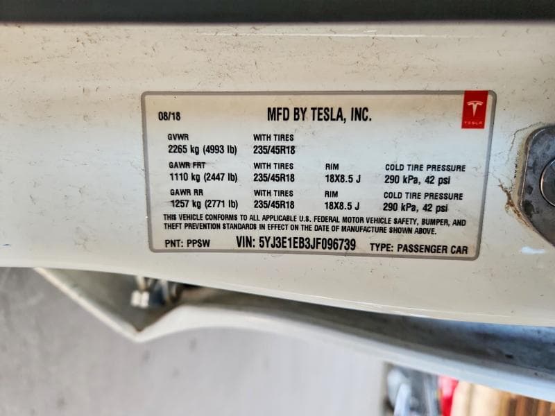 2018 TESLA MODEL 3 12
