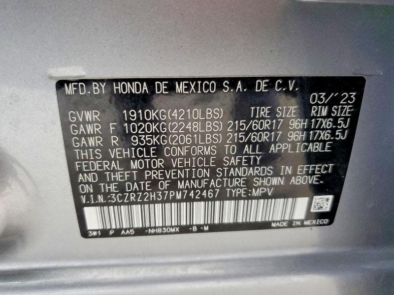 2023 HONDA HR-V LX 14
