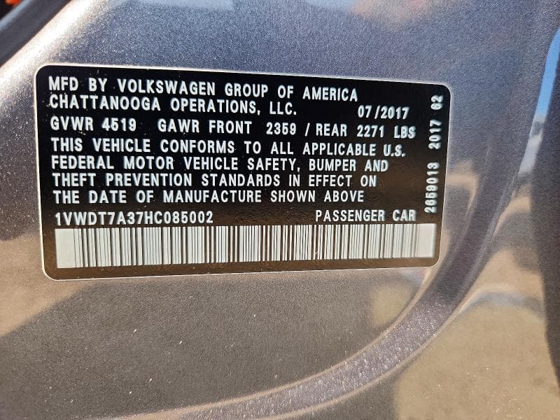 2017 VOLKSWAGEN PASSAT R-LINE 12