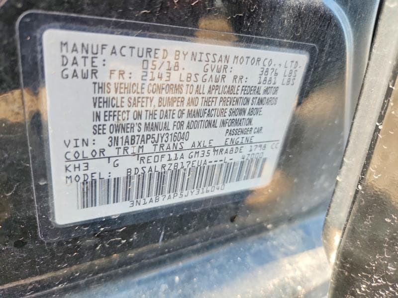 2018 NISSAN SENTRA SR 13