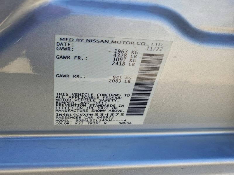 2023 NISSAN ALTIMA SR 13