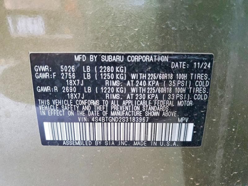 2025 SUBARU OUTBACK LIMITED XT 13