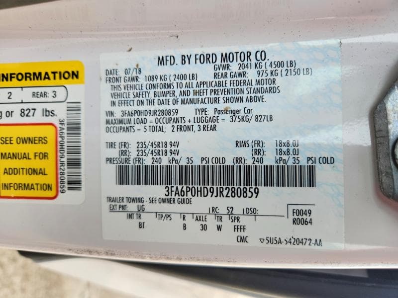 2018 FORD FUSION SE 13