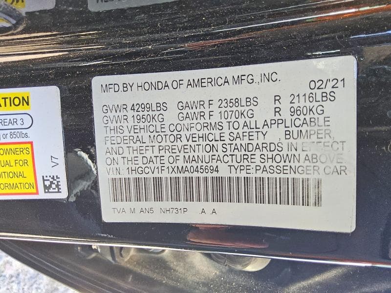 2021 HONDA ACCORD LX 12