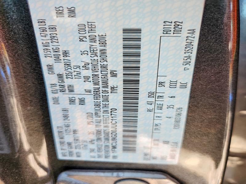 2018 FORD ESCAPE SE 13