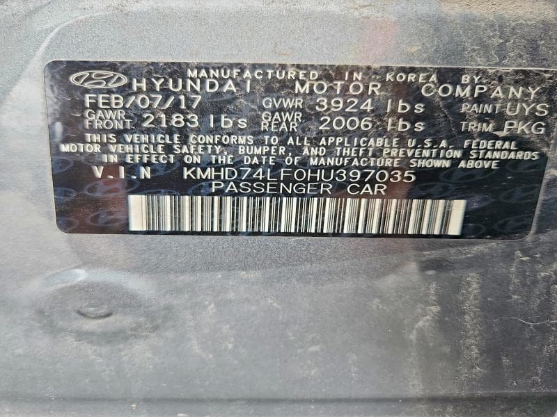 2017 HYUNDAI ELANTRA SE 12