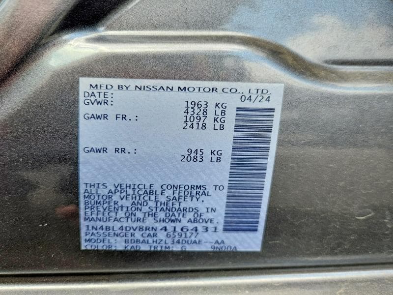 2024 NISSAN ALTIMA SV 12