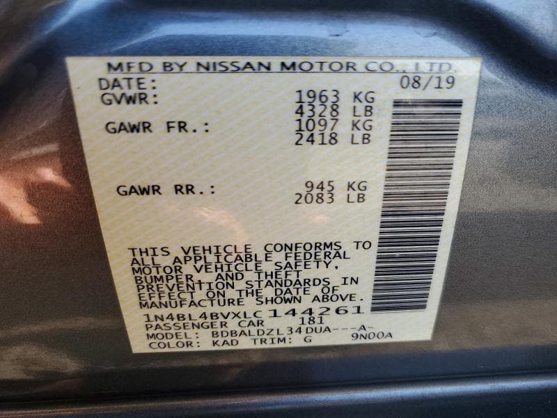 2020 NISSAN ALTIMA S 12
