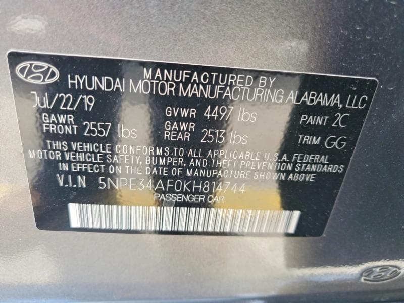 2019 HYUNDAI SONATA SEL 12