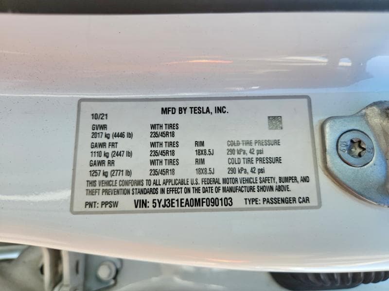 2021 TESLA MODEL 3 13