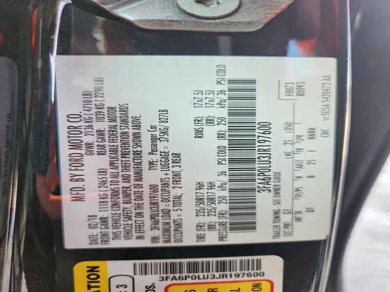 2018 FORD FUSION SE HYBRID 12