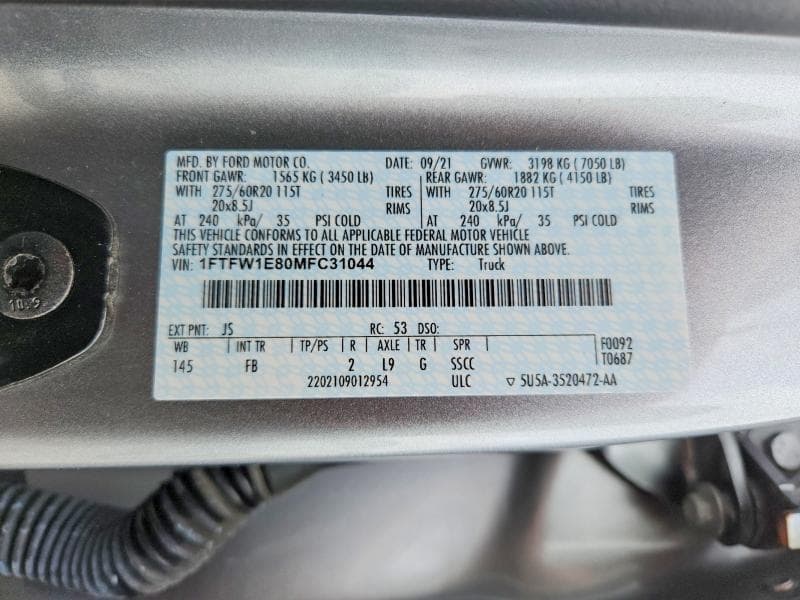 2021 FORD F150 SUPERCREW 12