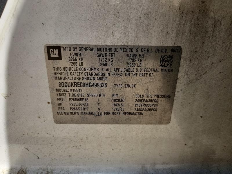 2017 CHEVROLET SILV1500 4WD 12