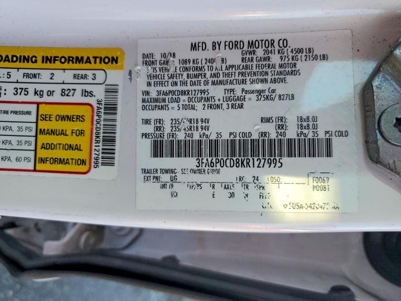 2019 FORD FUSION SEL 13