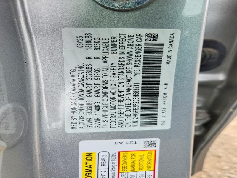 2025 HONDA CIVIC LX 13